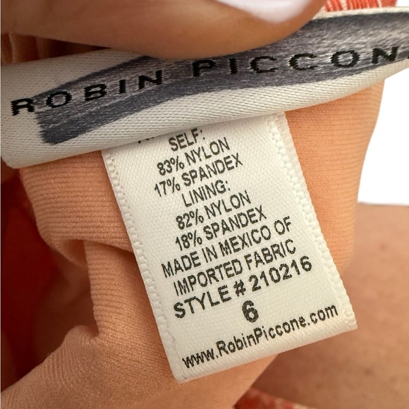 Robin Piccone Isla One Piece Tie Front Swimsuit - Coral Orange Cream Size 6 NWOT - Picture 10 of 11